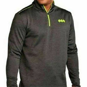 Official BATMAN 1/4 Zip Gray Pullover Sweatshirt Jacket Size Large